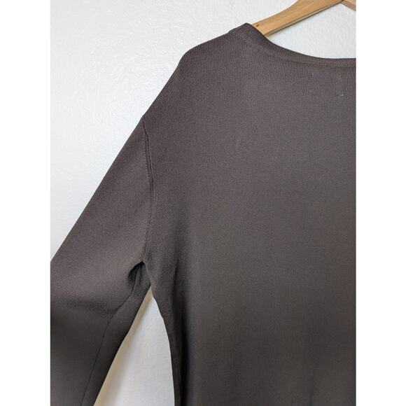 Chico's Metal Bead Detail Brown Knit Open Cardigan Women Size 3 XL Office Artsy - Picture 7 of 9